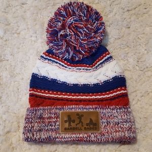 Red White & Blue Pom-Pom Beanie